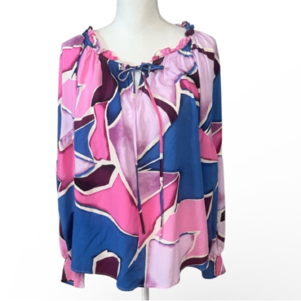 Perch by Blu Pepper 🆕 Ultra Soft Rayon Boho Peasant Balloon Sleeves Blouse Sz 1x